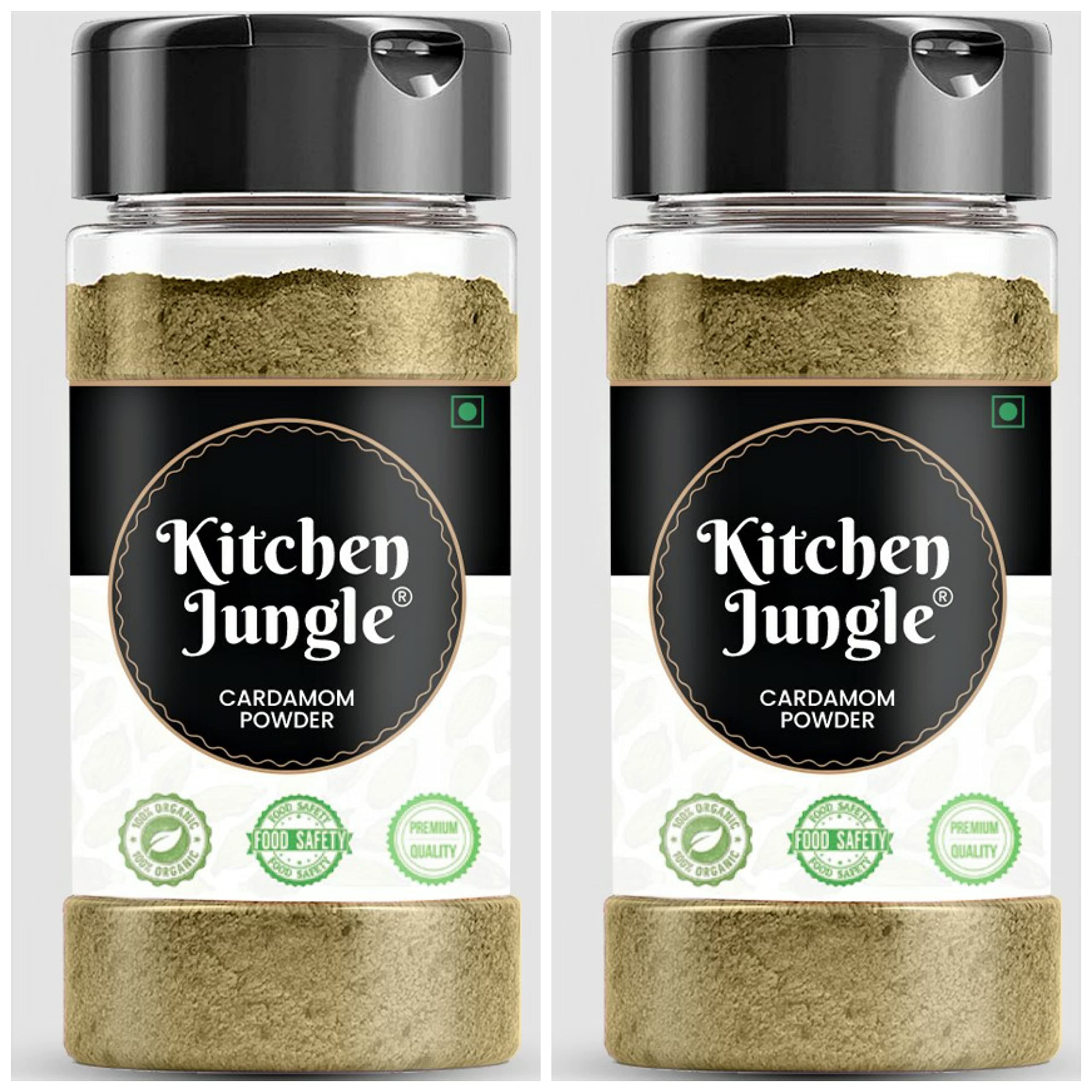 Kitchen Jungle Cardamom Powder | Ilaichi Powder | Elaichi Powder 100gm jar (pack of 2)