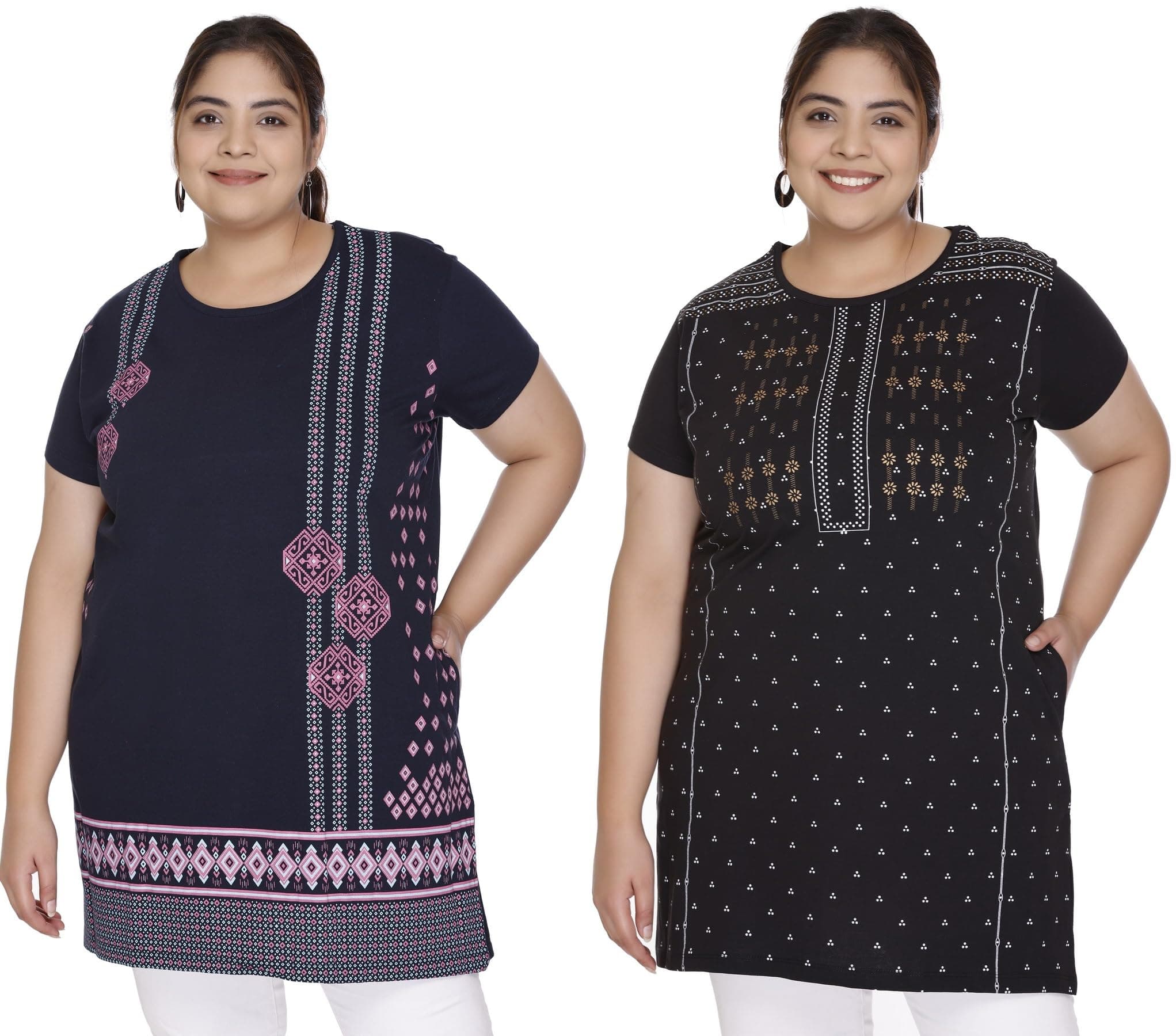 Star Touch Women Printed Half Sleeve Cotton Tshirt Combo| Small - 7XL Size