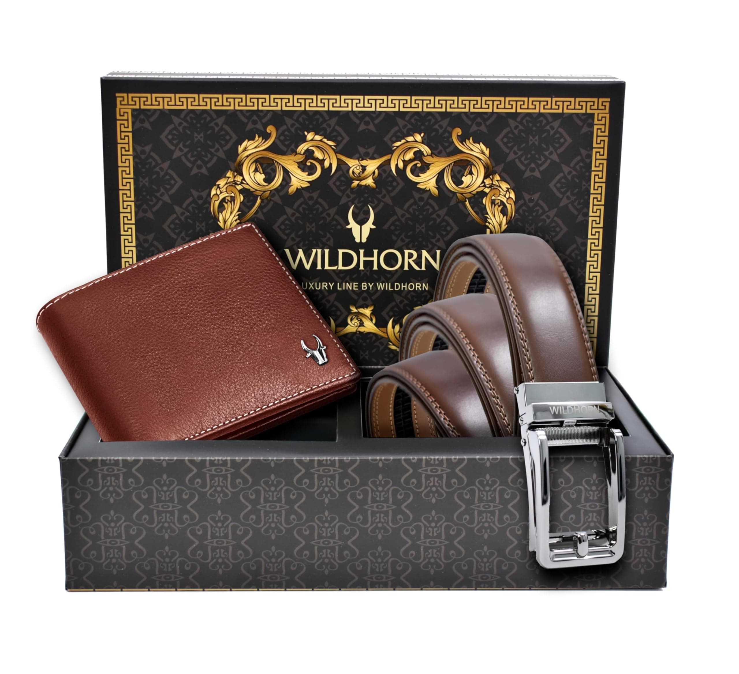 WildHorn® Premium Leather Wallet & Premium Auto Lock Belt for Men | Combo Gift Set for Men | Ideal for Birthday, Anniversary & Festive Gifting (Maroon)