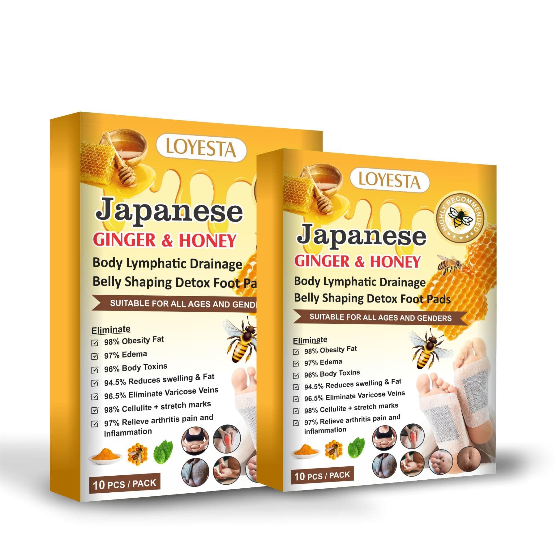 Japanese Foot Patches Stress Relief Detox Patch Solution Ginger Belly Drainage Lymphatic Drainage, Cleansing Toxin Remover Foot Pads Deep Sleep Patch for Men & Women (1 Box 20 Patches)(Pack of 2)