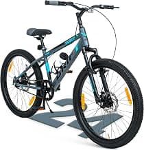 VESCO 24 T Drift Cycle for Big Kids MTB Mountain Bike | Dual Disk Brake & Front Suspension Single Speed Bicycle for Boys and Girls | 16 inches Frame | Ideal for 9-14 Years (Grey)