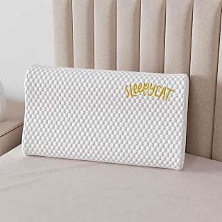 SleepyCat Cervical Memory Foam Pillow | Full Size Contour Design for Neck Pain Relief | Perforated Real Memory Foam for Airflow | No Sagging, Breaking or Flattening | White, Set of 1 (25 X 16 inches)