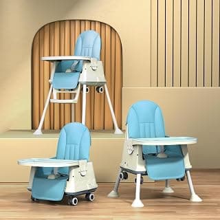 StarAndDaisy High Chair for Baby/Baby Feeding Chair for 0 to 5 Years with 4 in-1 Multifunctions/High Chair with Height Adjustable, Detachable Tray & One-Hand Adjustable -Blue