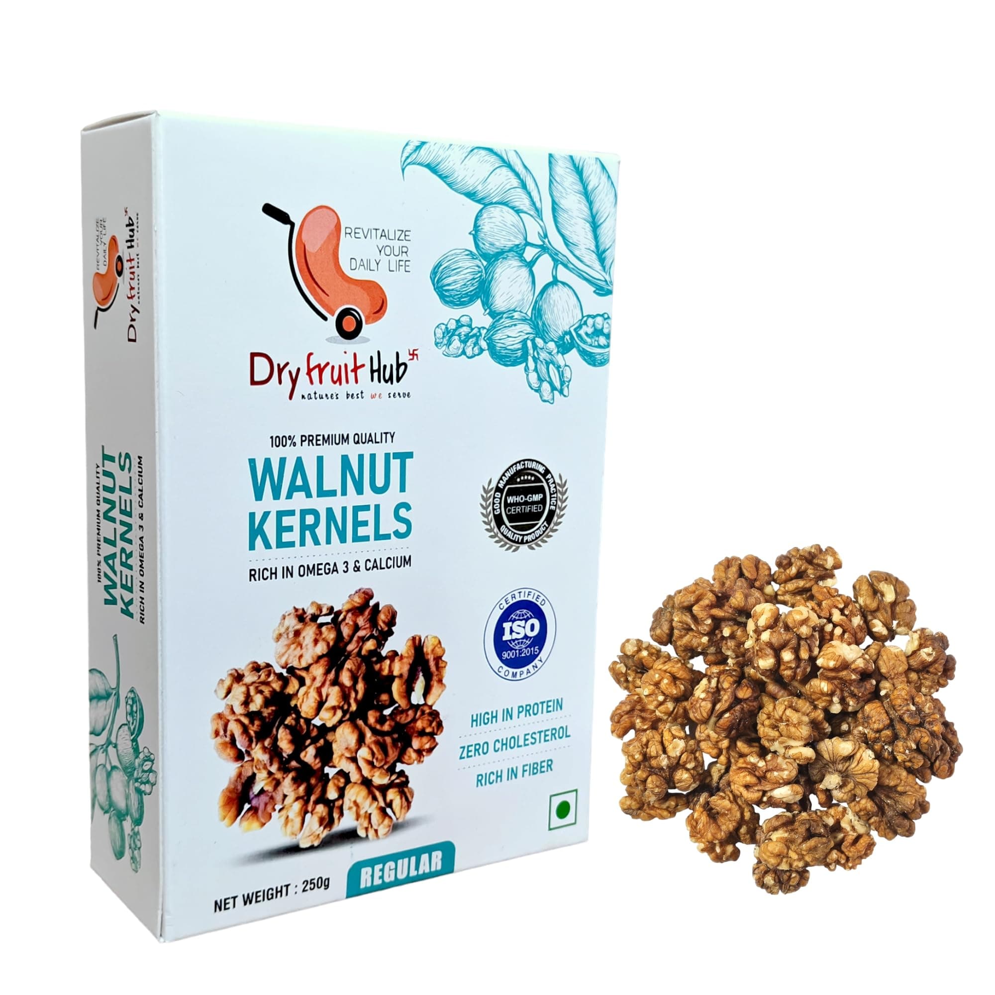 Dry Fruit Hub Kashmiri Walnut Kernels 1kg Light Amber | Premium Akhrot Giri | Fresh Cracked & Crunchy Walnut Halves | 100% Natural Dry Fruits | Healthy Snack | Pack Of 4 Each 250g