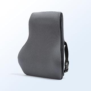 Green Soul ErgoCore Back Rest Cushion | Memory Foam Lumbar Support Pillow for Office Chair, Car Seat & Home Use | Back Pain Relief Cushion | Breathable Mesh Cover with Adjustable Straps | Black & Grey
