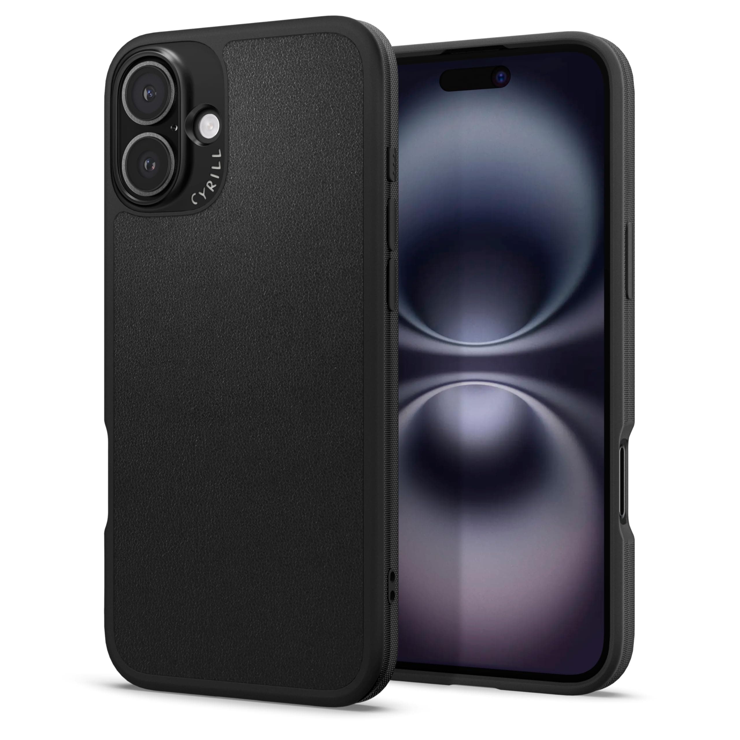 Spigen Cyrill Kajuk Mag | iPhone 16 Plus Case | iPhone 16 Plus Back Cover | Faux Leather+TPU+PC - Black