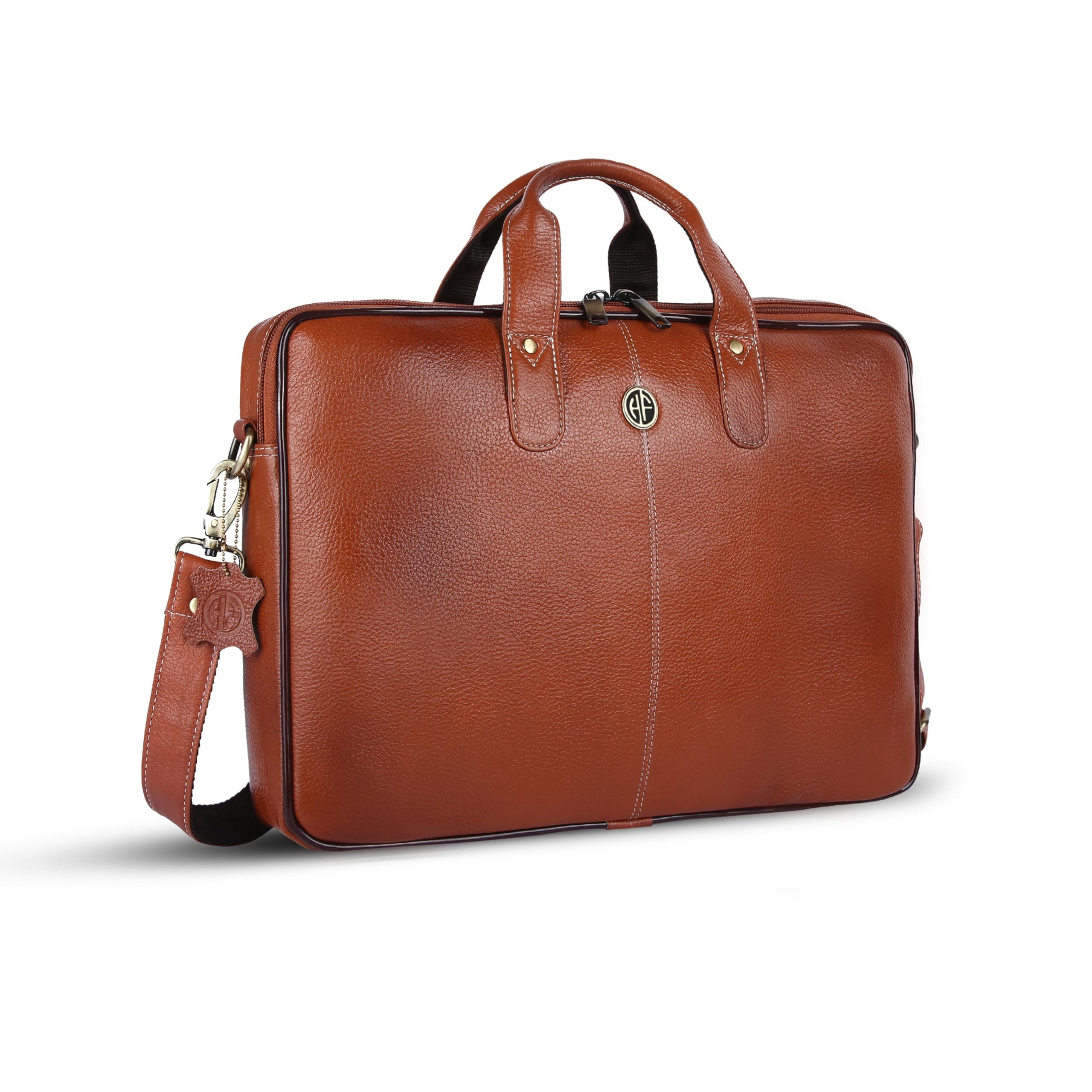 HAMMONDS FLYCATCHER Genuine Leather Office Bag for Men - 15.6 Inch Laptop Bag for Men for Professionals, Business Travelers - Adjustable Straps & Multiple Compartments - 1 Year Warranty - Tan