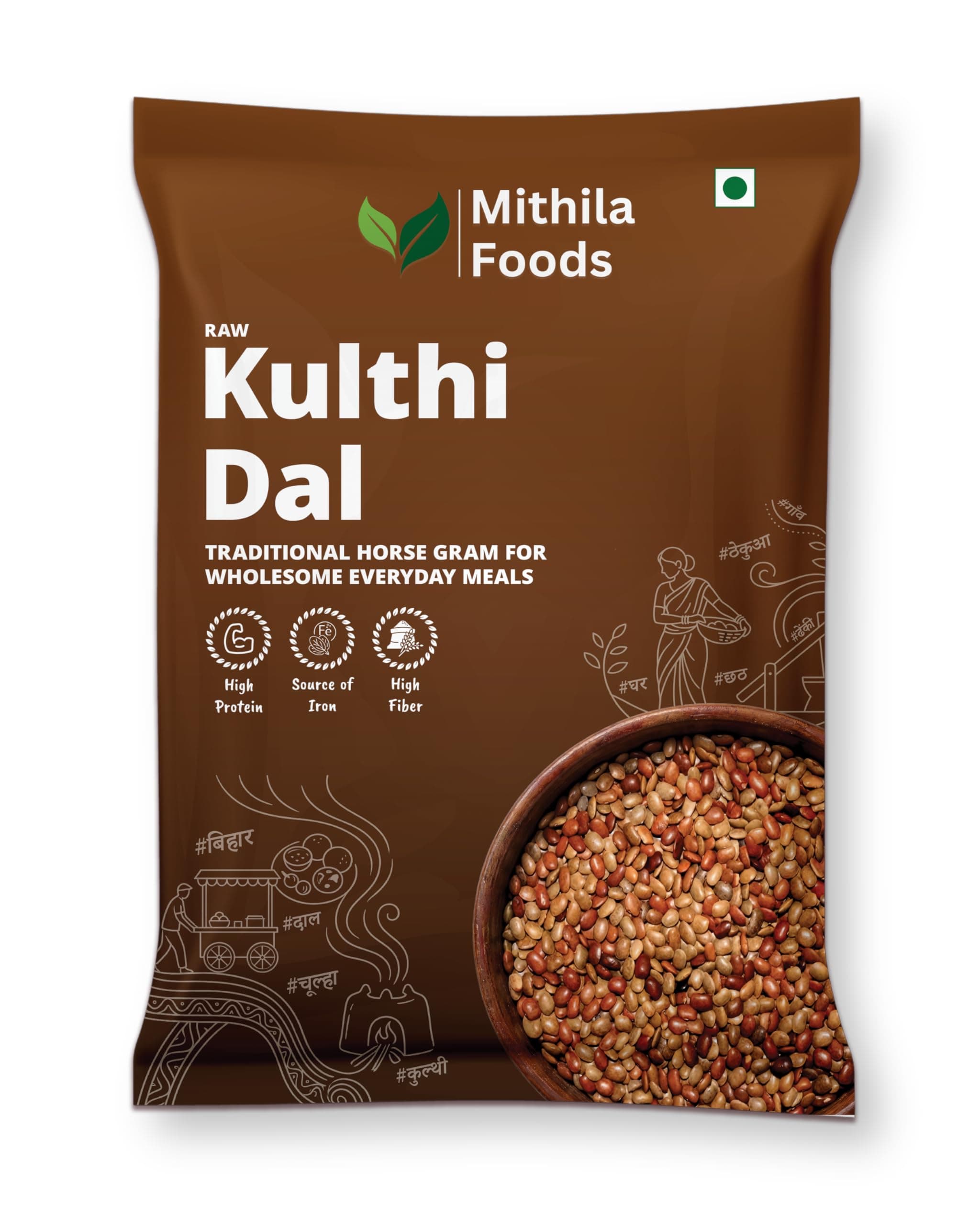 MITHILA FOODS Kulthi Dal 500g | Unpolished Desi Brown Horse Gram | Gahat | Kollu | Ulavalu | Hurali Kalu | Traditional Tribal Lentil | High Protein & Fiber Superfood | Authentic Taste of Jharkhand