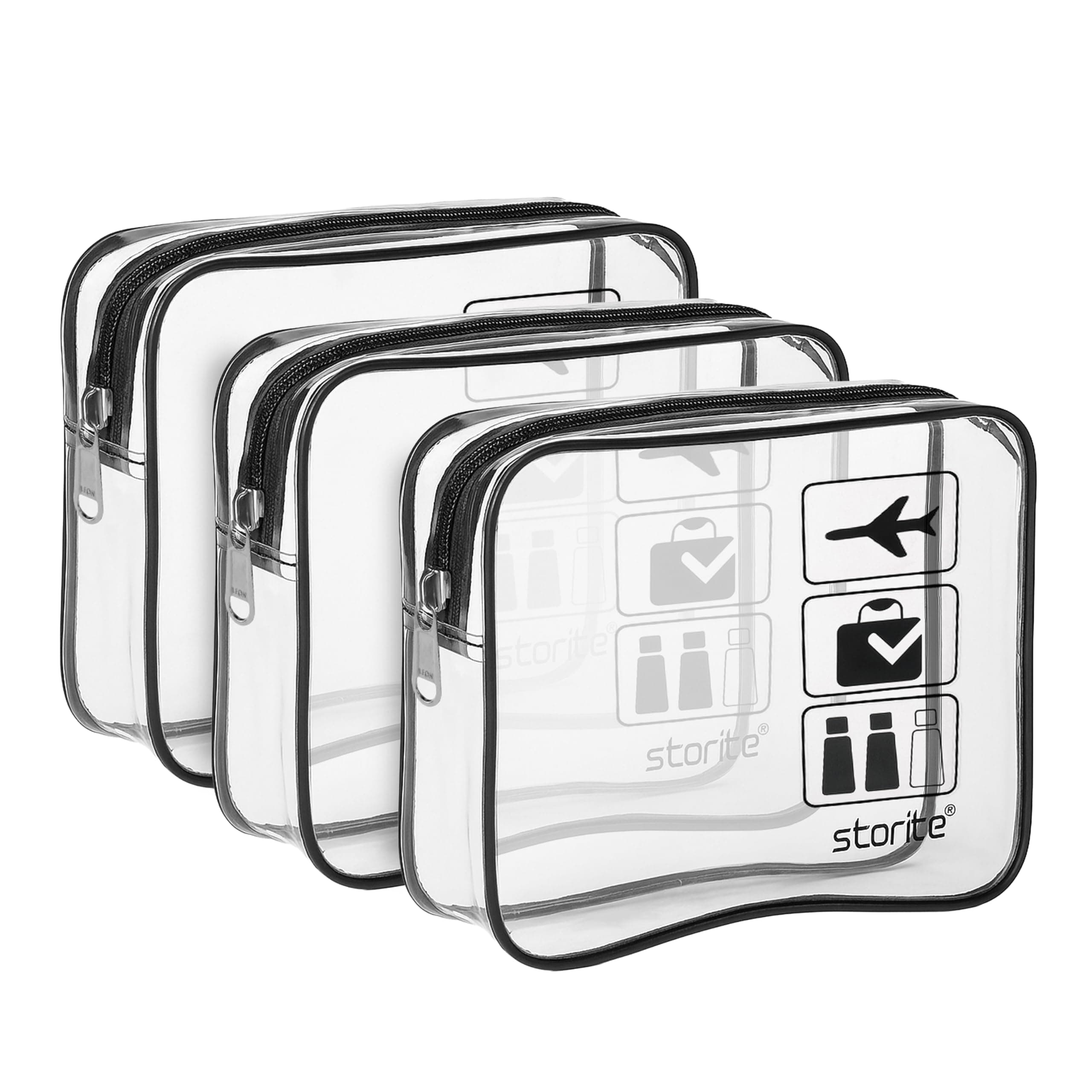Storite Set of 3 Transparent Cosmetic & Toiletry Travel Organizer Set | Clear PVC Design For Quick Visibility And Easy Access To Cosmetics Toiletries Shaving Kits Makeup And Accessories