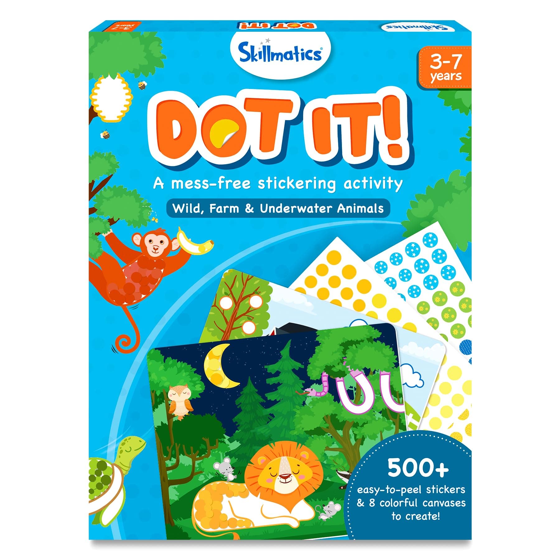 Skillmatics Dot It Sticker Art – Animals, Mess-Free Fun for Kids | 500+ Stickers, Craft Kits, DIY Scrapbooking Activity, Screen-Free Travel Toys, Gifts for Boys & Girls Ages 3, 4, 5, 6, 7