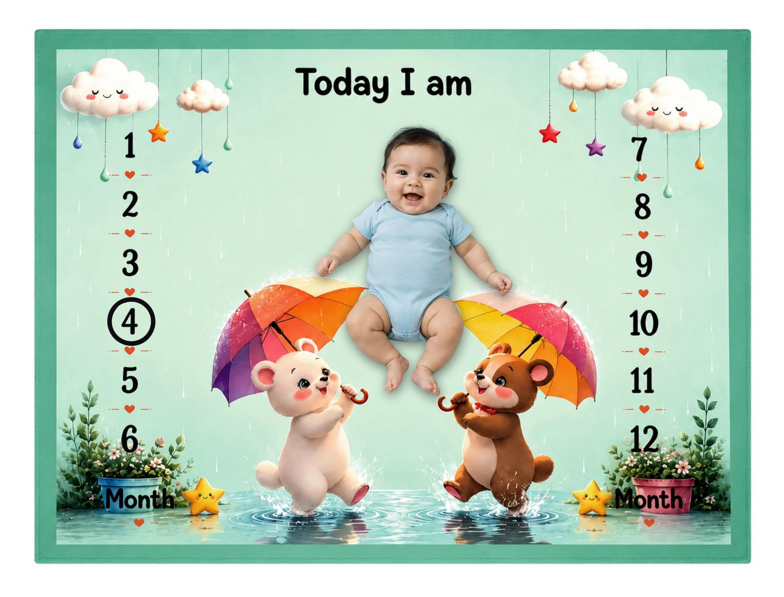 NEW COMERS® Milestone Baby Blanket for All Season Play Mat, Super Soft Foam | 3 Layer Thick Mat Blankets for Kids/New Born Monthly Photoshoot