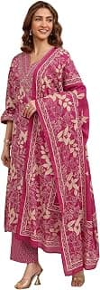 Libas Printed Cotton Straight Kurta With Trousers and Dupatta | daily wear suit