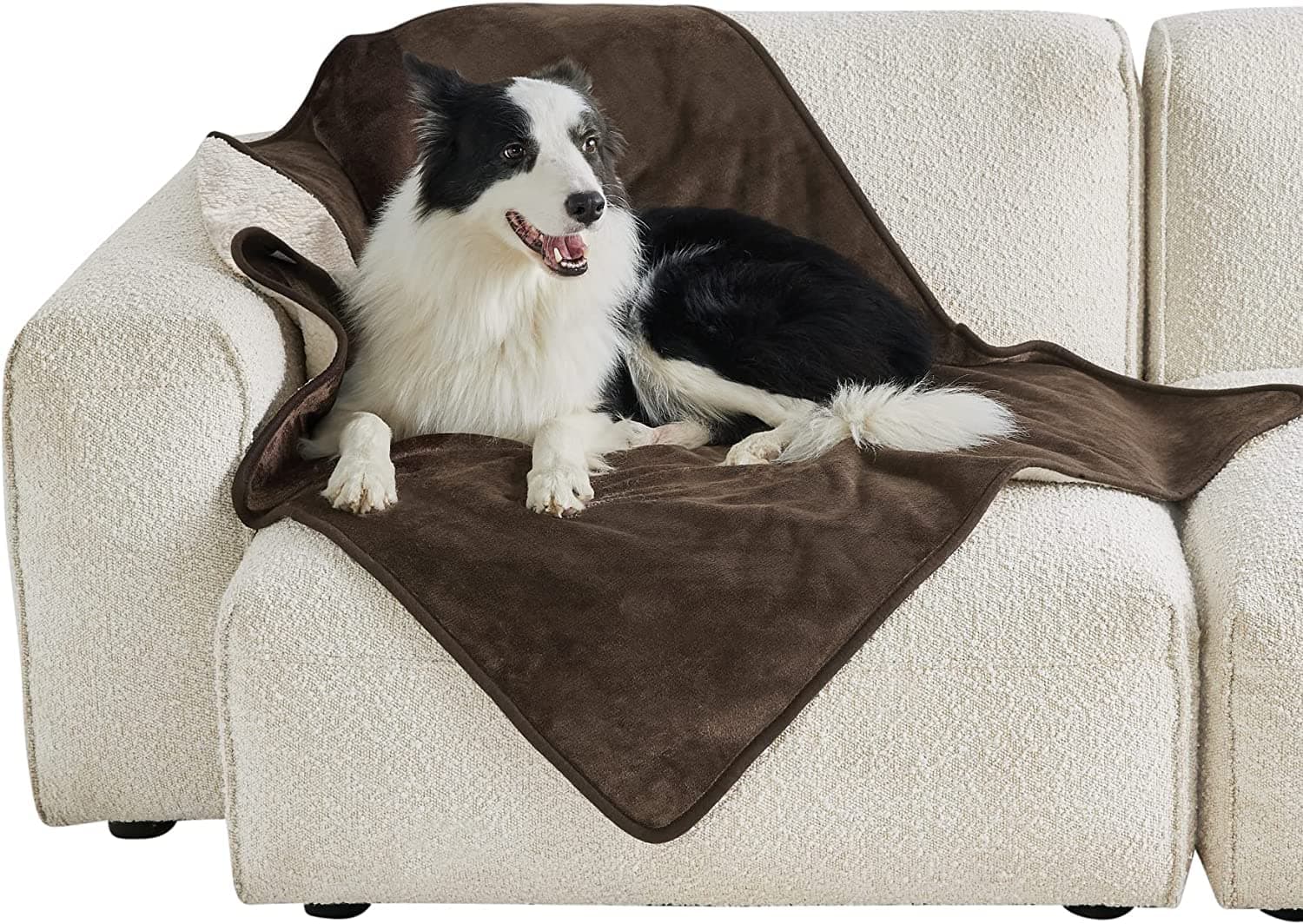 AMICA Dog Blankets for Dogs - Cat Blanket Washable for Sherpa Fleece Blanket, Soft Plush Reversible - Brown (Large)