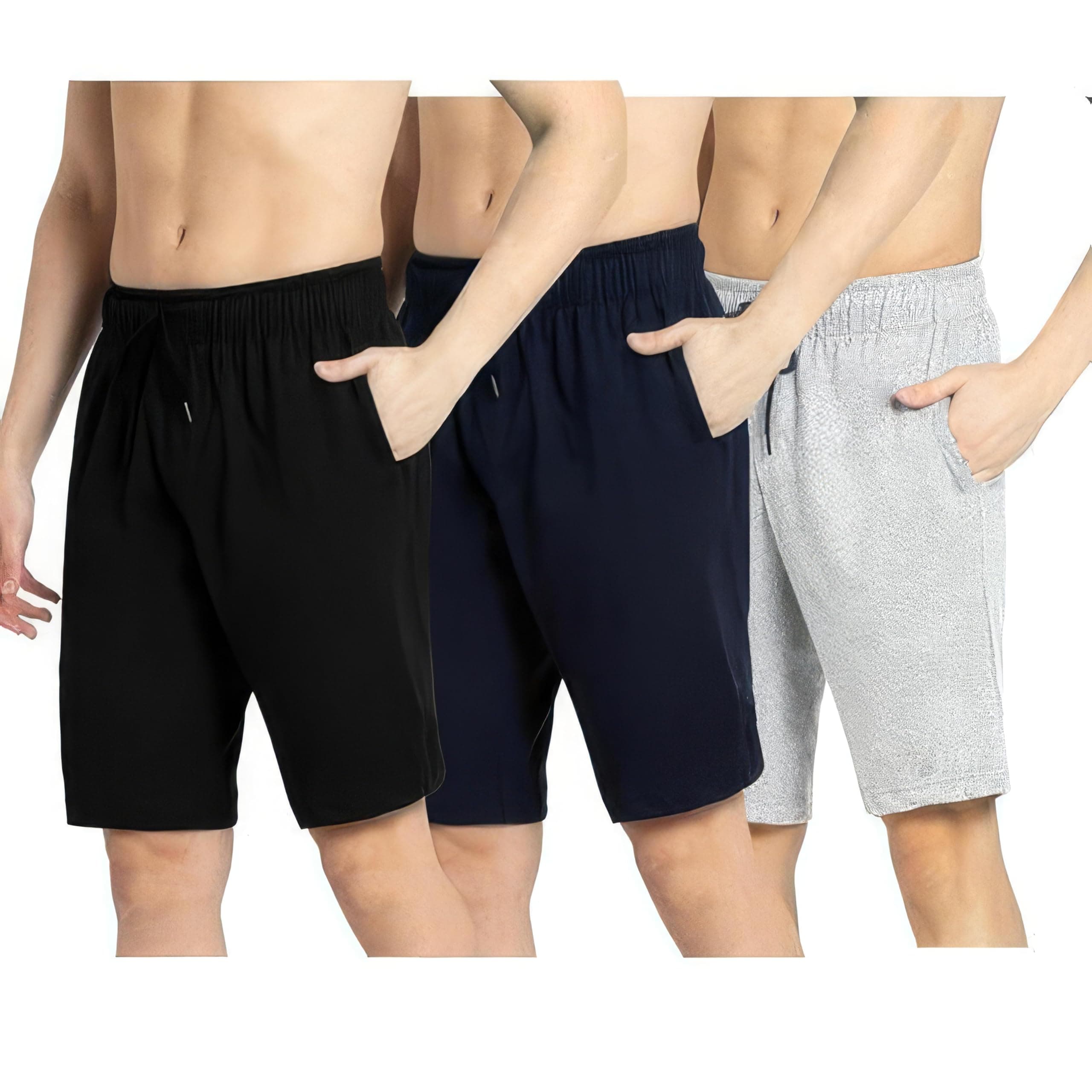 boffi ... Men's Shorts 100% Cotton Sporty Premium Fleece Shorts Pack of 3