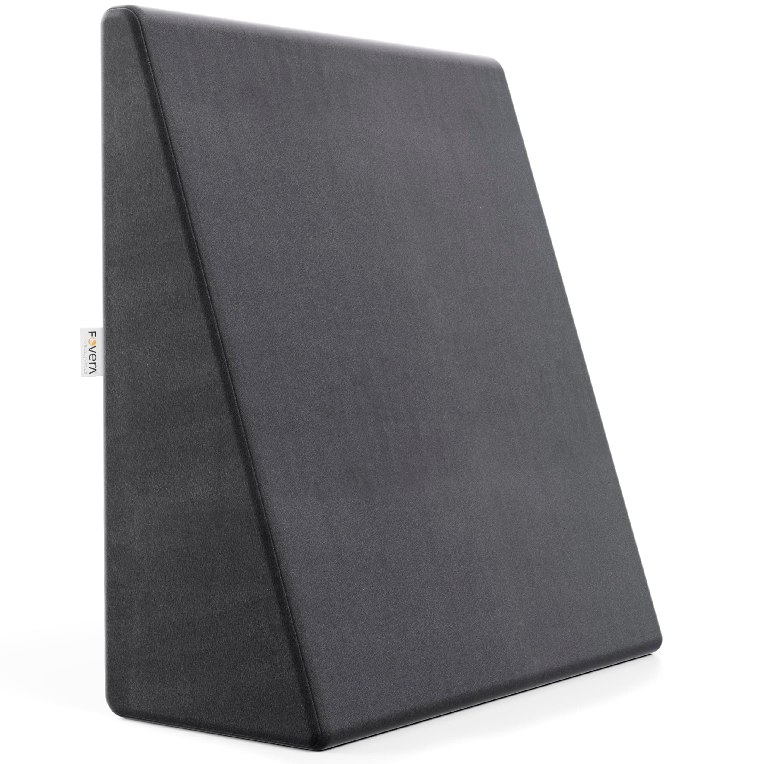 FOVERA Memory Foam Wedge Pillow | 2 Years Warranty | Wedge Cushion for Back Support, Acid Reflux, Snoring, GERD, Leg Elevation, Pregnancy (Velvet Dark Grey, Medium 7" Height)