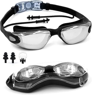 SLOVIC Swimming Goggles for Man [Black] | Swimming Goggles for Women | Anti-Fog & UV Protected Swimming Glasses for Men | Swimming Accessories | Leaf-Proof Goggle with Adjustable Straps & Nose Clip