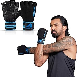 Boldfit Gym Gloves for Men Workout Unisex Hand Gloves for Gym for Men & Women with Wrist Support for Weightlifting, Workout Comfortable Fit Bike Riding, Cycling Handgloves - Irongrip Black Blue M