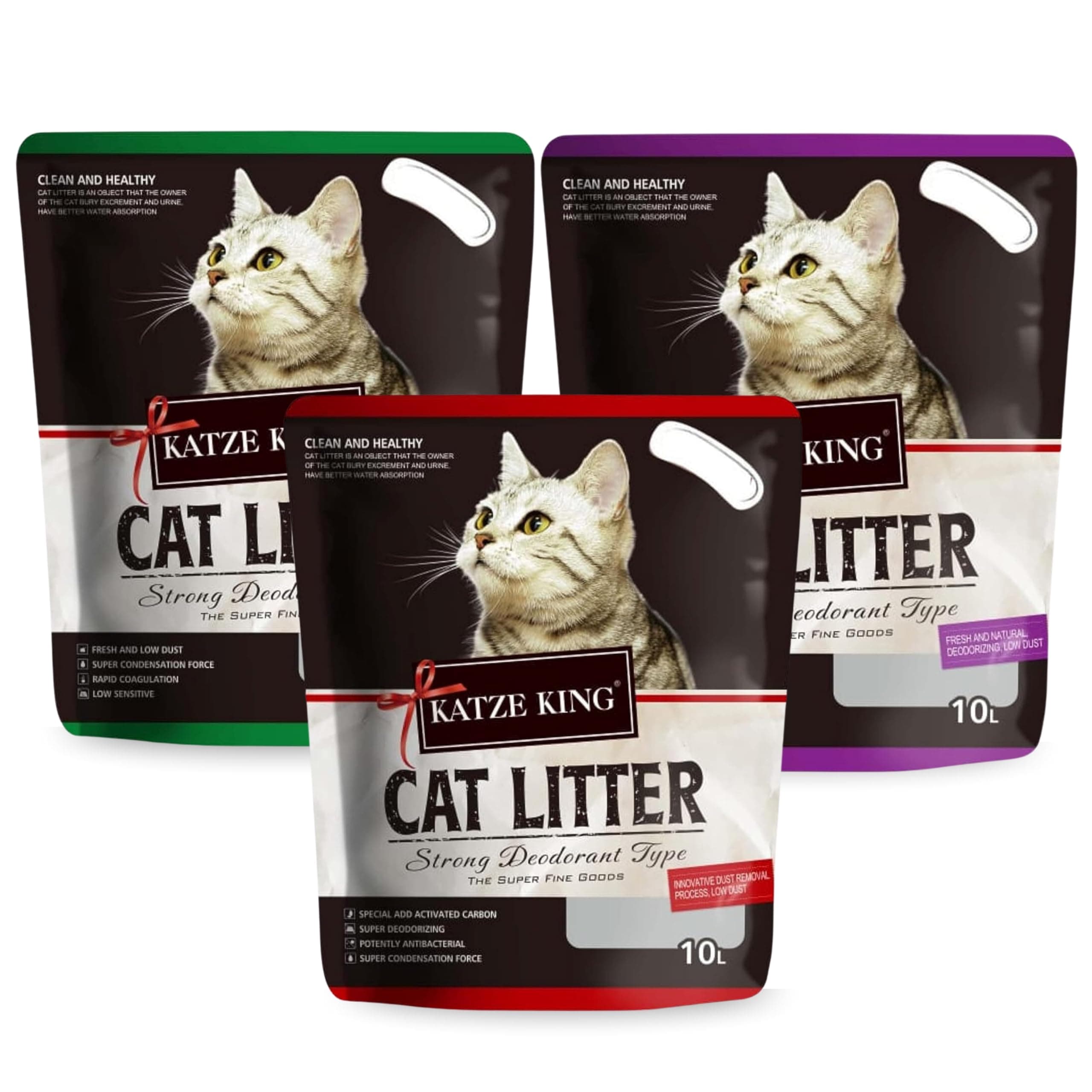 Foodie Puppies Katze King 21Kg/30L Exclusive Highly Absorbable Scoopable Cat Litter with 3 Different Fragrances - (Combo,10L X 3Pack) with Strong Odour Control & Natural Bentonite Clay granules
