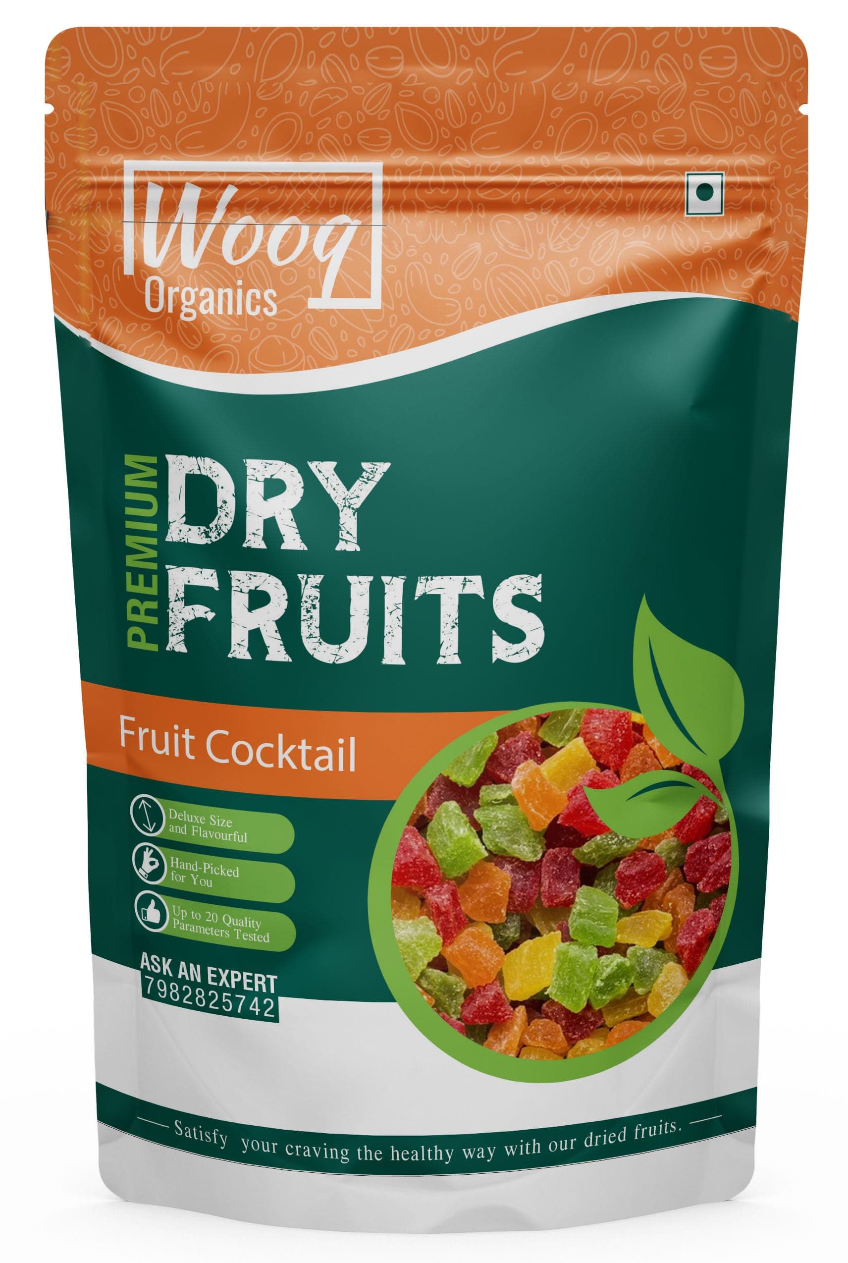 Wooq Organics Premium International Dried Tropical Fruit Cocktail 100g | Wholesome & Vitamin Rich Healthy Snack | No Artificial Colors, Gluten Free, No Preservatives