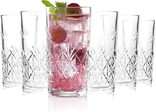 CELLO Classix Hi-Ball Glass Set of 6 Pcs 275 ml, Transparent | Freezer & Fridge Safe, Leadfree Dishwasher Safe Toughened Crystal Clear Glasses Set for Drinking Water Juice Milk Cocktail Mocktail Soda