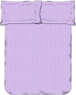 Swayam Microfiber Double Bedsheet with 2 Pillow Covers | Size 90 x 100 inch | 180 TC | Geometric Design | Soft Breathable Bed Sheet | Comfortable & Durable for Bedroom - Purple
