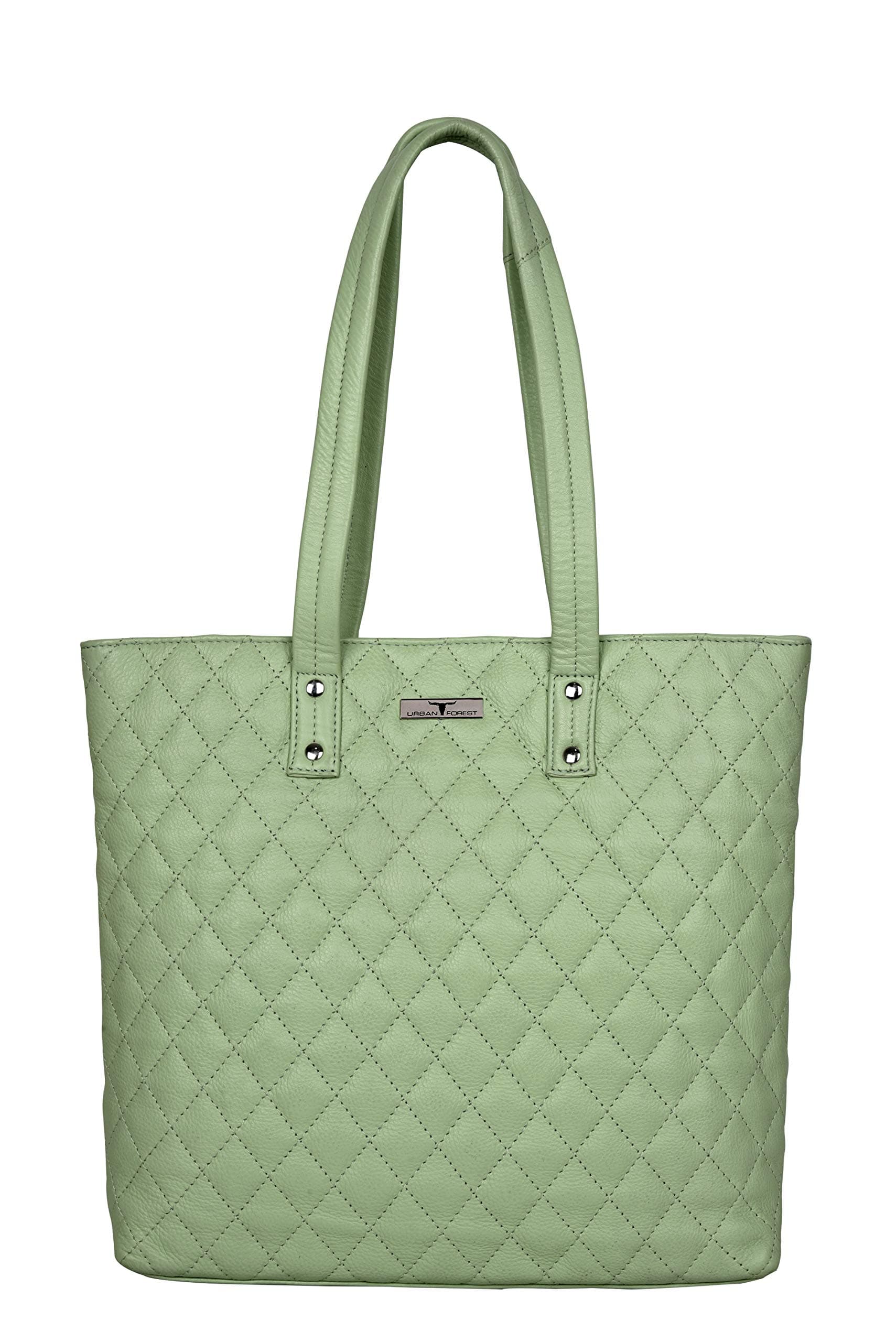 URBAN FOREST Nancy Mint Green Quilted Leather Handbag for Women