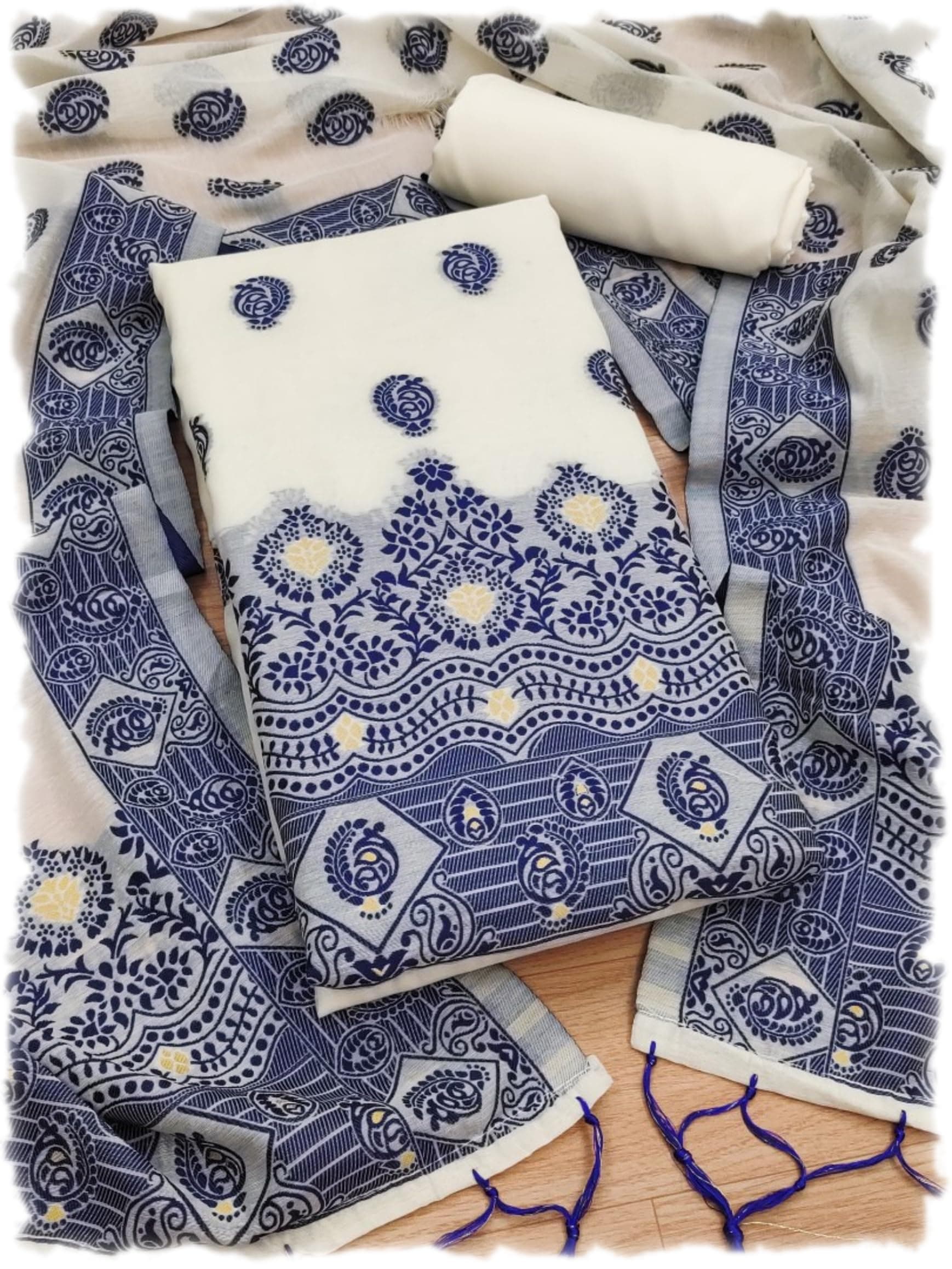 SHANTVAN GALLERY Handloom Banarasi Cotton Unstitched Salwar Suit with Dupatta, 50 Inch Length, Women's Unstitched Salwar Suit Dress Material with Dupatta, Unstitched Salwar Suit Set