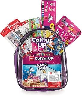 Cello ColourUp Hobby Bag | Colouring Kit includes Crayons, Colour Pencils, Sketch Pens & Activity Book | Travel Friendly Back Pack Bag | Ideal for Kids Gifting, Assorted