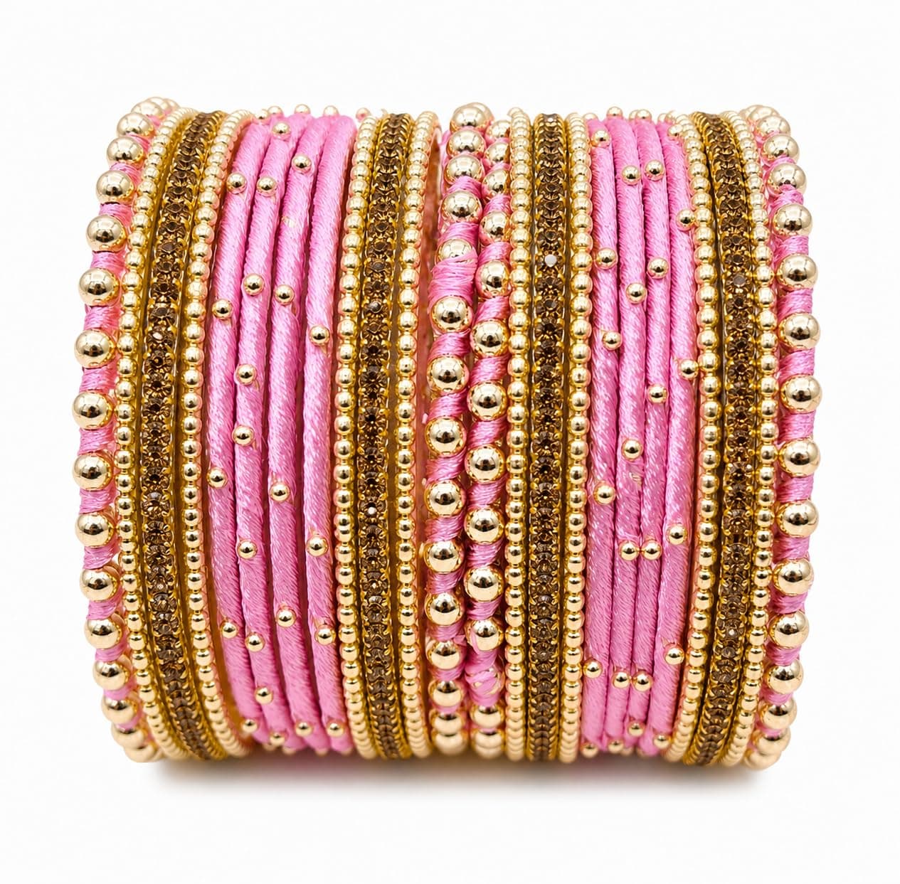 KAYASHA Women's Metal Bangles/Kada Set with Beautiful Golden Stone (Karwa Chauth Special) for Women & Girls - (Set of 24 Bangles)