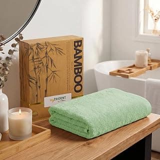 MYTRIDENT Cotton Bamboo Towels for Bath Large Size | Soft & Absorbent | Anti-Microbial & Anti-Odour | 450 GSM | 1 Piece Bath Towel for Men/Women - Sage Green