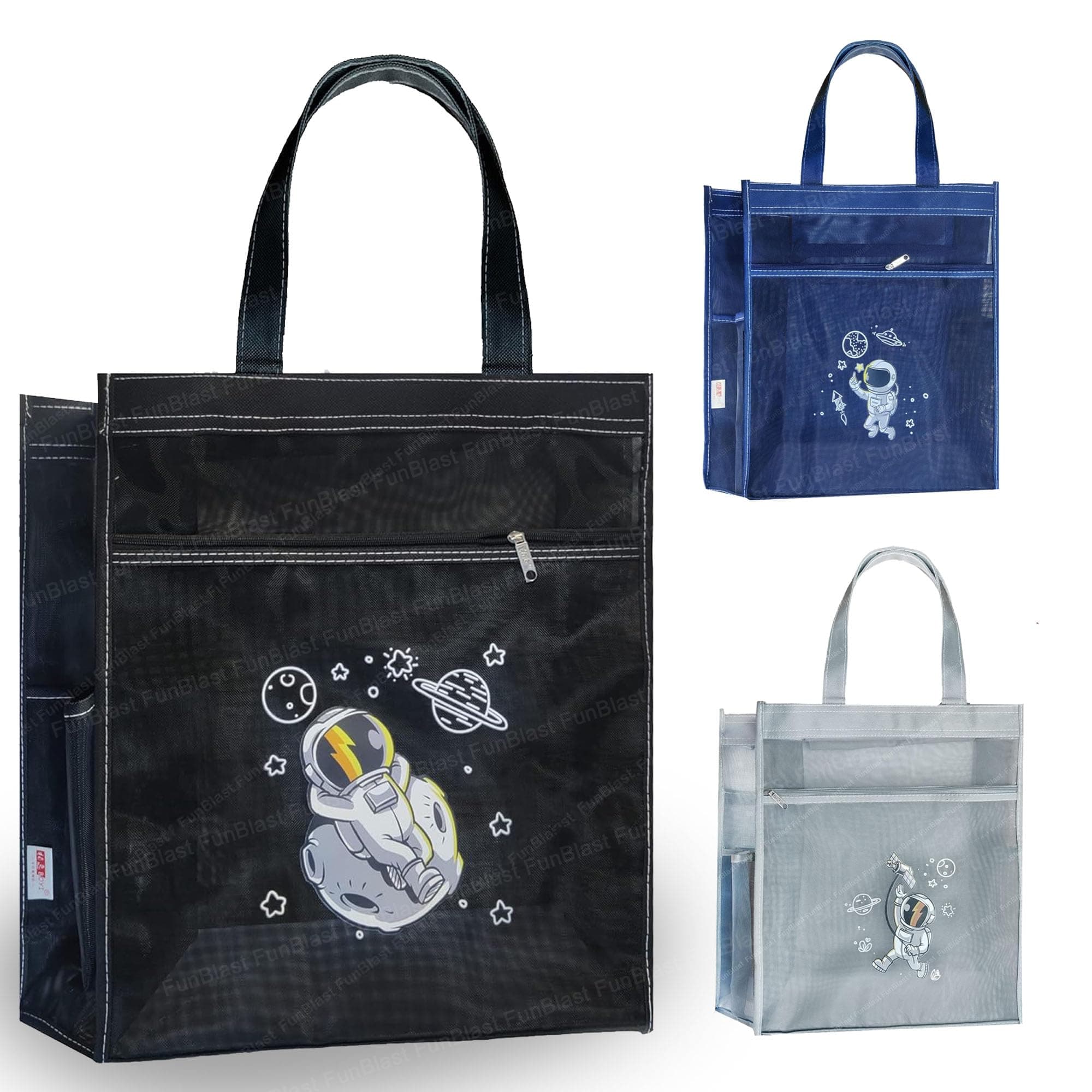 FunBlast Space Theme Hand Bag for Kids, Multi-Purpose Canvas Carrying Bag – Shopping Bag, Tote Bag, Vegetable Bag, Lunch Bag, Travel Bag, Water-Proof Reusable Bag, (Size – 36 X 30 X 11 CM)