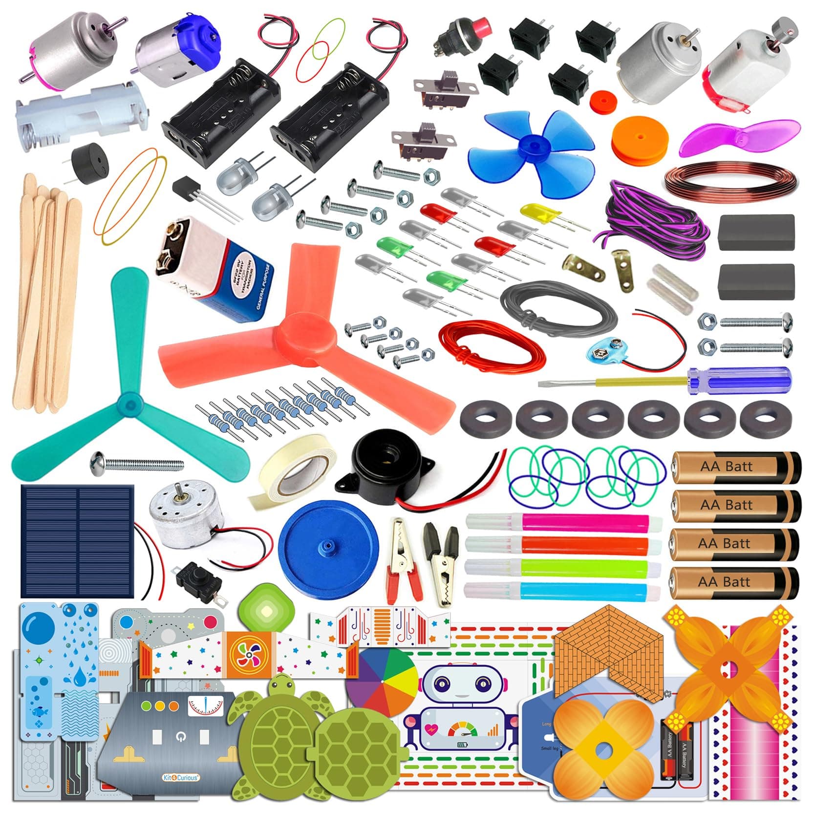 Kit4Curious® 150 Experiments School Science Project Kit - Solar, Physics, Electricity, Electronics, Circuits, Art, Engineering, Machines, Exhibition, DIY Summer Projects
