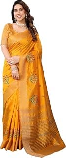 Sidhidata Women's Assam Cotton Silk Golden Boarder Thread Embroidered Saree With Unstitched Blouse Piece (Ulajh)
