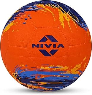 Nivia Super Storm Football for Men, Training Ball, Durable Rubber Cover Molded, Butyl Threadwounded Bladder, to Play On Hard Ground and Artificial Turf (Orange, 5)