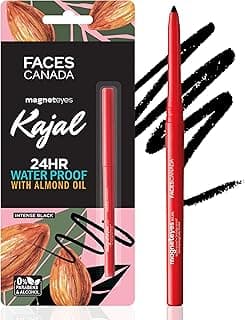 FACESCANADA Magneteyes Kajal Stick - Black, 0.35 Gm | 24 Hr Long Stay | One Stroke Smooth Glide | Waterproof, Smudgeproof & Fadeproof | Deep Matte Finish | Enriched With Almond Oil & Vitamin E