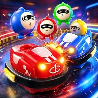 VikriDA 2-Pack RC Bumper Cars with Light & Sound | Remote Control Battle Cars for Kids – Ejecting Driver Feature for Boys & Girls