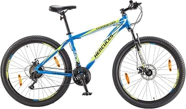Hercules TOP GEAR-A27 R1 with Shimano Gears-Matte Bright Blue 43.17 Inches, Boys , Mountain Bike , Geared cycle