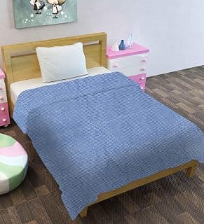 Stripe Polar Blanket Set of 2 All Season Multipurpose Polar Fleece/Summer AC Blanket/Single Bed Blanket/Light Weight Blanket (Blue, Pack of 2)