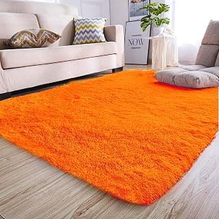 Modern Fluffy Silky Micro Fiber Polyster Carpet/Runner for Bedroom, Study Room, Playing Room, Guest Room ETC 5x8 Feet C-33