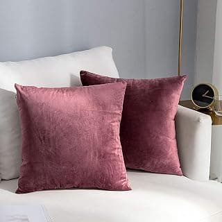 AEROHAVEN Premium Velvet Reversible Decorative Throw Pillow/Cushion Covers with Invisible Zipper - (16 x 16 Inch, Wine)
