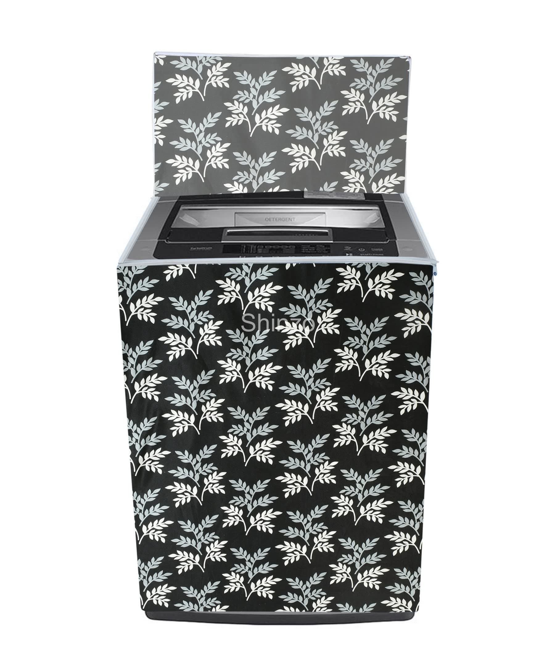 Woah Top Load Washing Machine Cover Dustproof Water-Resistant Polyester Cloth Compatible with IFB Samsung and All Brand Universal for 6 Kg, 6.5 Kg, 7 Kg, 7.5 Kg (Black Leaf)