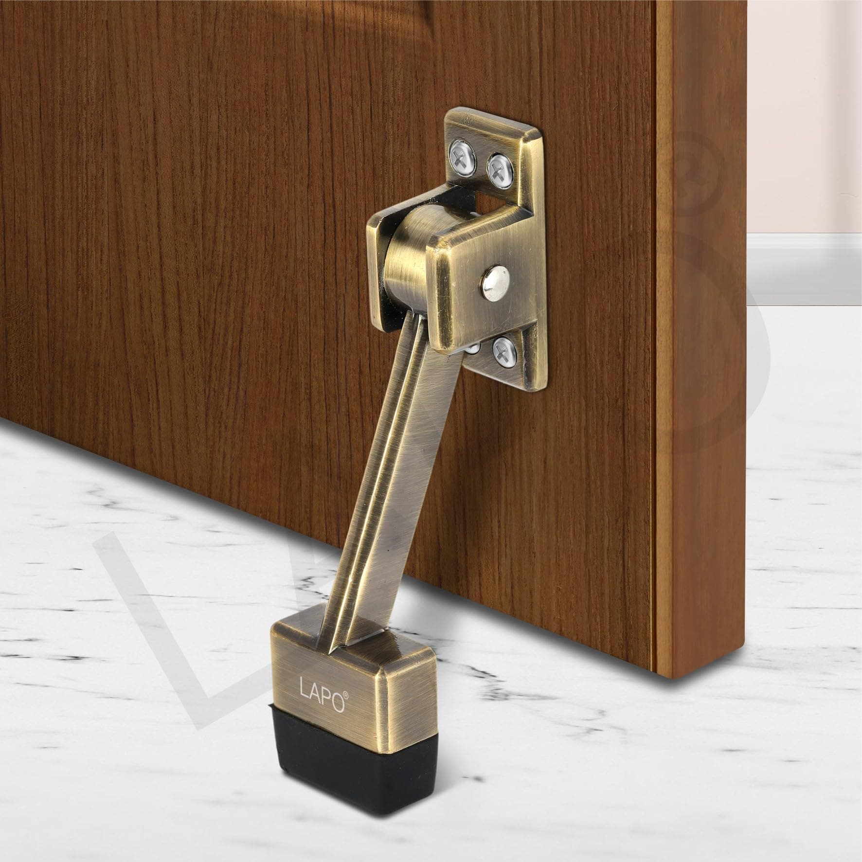 LAPO 5 Inch Rubber Door Stopper | Durable Holder for Wooden Door | Antique Finish | Suitable for Home and Office Use | Firm Grip Support | 3 Years Warranty | Pack of 3