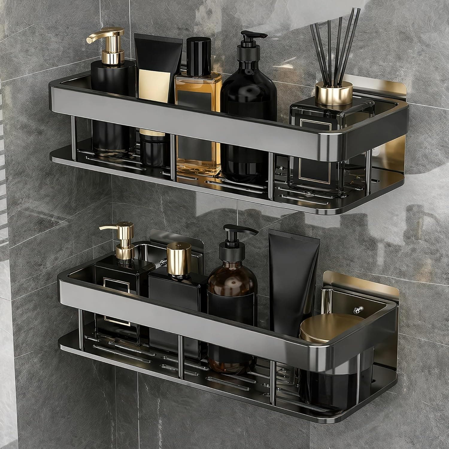 Fulminare Self Adhesive Bathroom Shelf for Wall Shelf Organizer Wall Mounted Bathroom Shelves Rack Holder Stand for Bathroom Accessories Organiser Without Dril (Pawn)