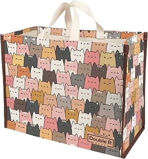 DOUBLE R BAGS Big Heavy Duty Large Eco Cotton Canvas Grocery Shopping Bag for Men & Women Vegetable Milk Fruits with Hand Carry Handle Lunch Box Jhola Tote Bags