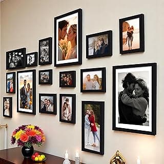 Art Street Shooting Star Wall Photo Frames for living Room, Set of 16 Photo frames (Black)