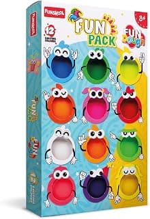 Funskool Fundough Fun Pack, 12 tubs of Dough, 50gms Each, Toys for Kids, Shaping, Sculpting, 3 Years and Above, Multicolour