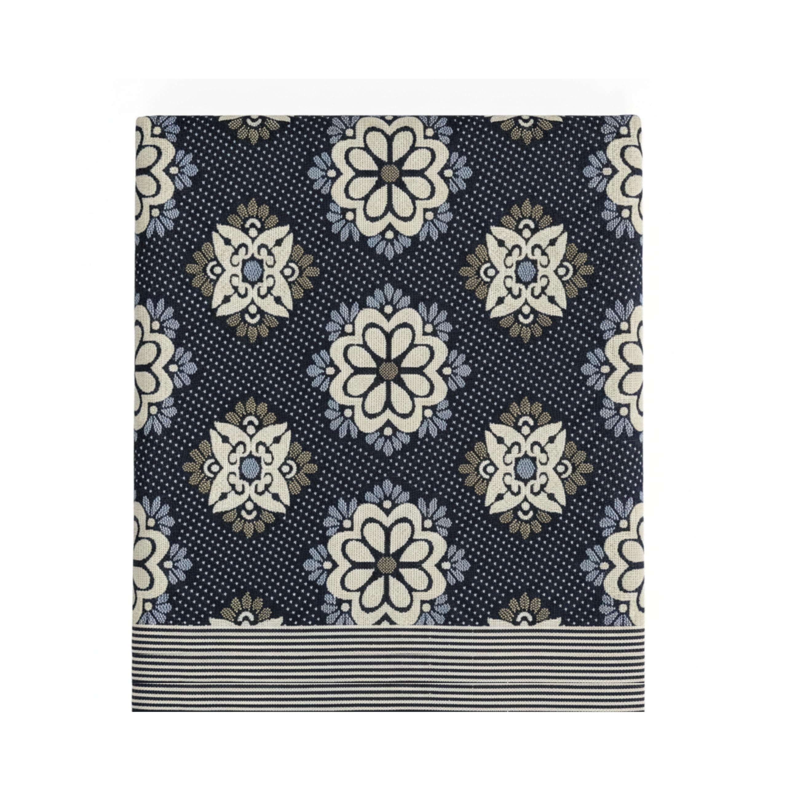 LITO LINEN AND TOWEL Single Bed Solapur Chaddar 100% Cotton Blanket – Reversible Handloom Bedspread for Winter & All Seasons, Soft Breathable Cotton Bedsheet/Blanket, 60 x 90 Inch, Navy Blue Floral