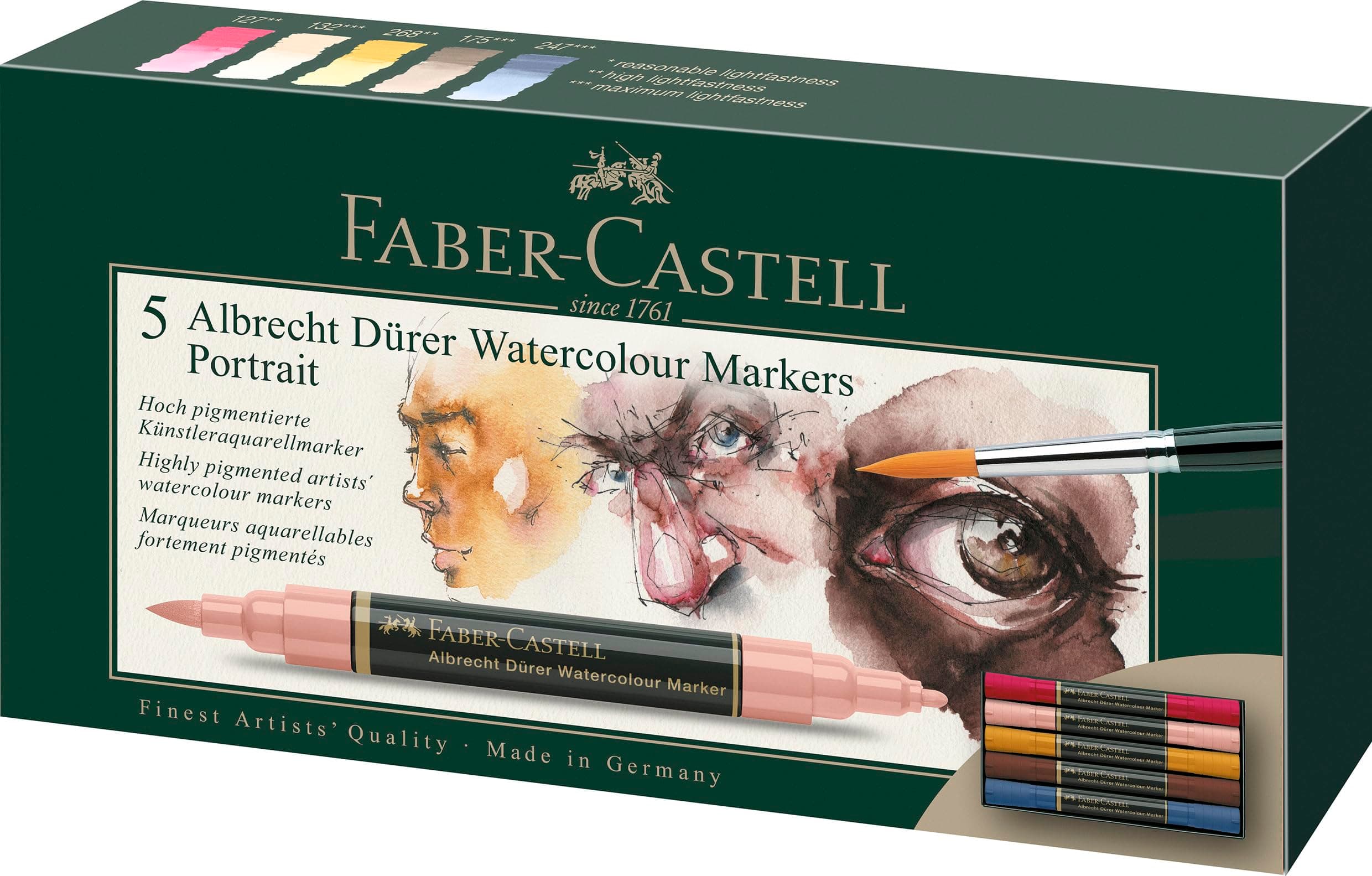 Faber-Castell Albrecht Dürer Watercolour Markers – Portrait Tones, Set of 5 | Water-Soluble, Professional Quality