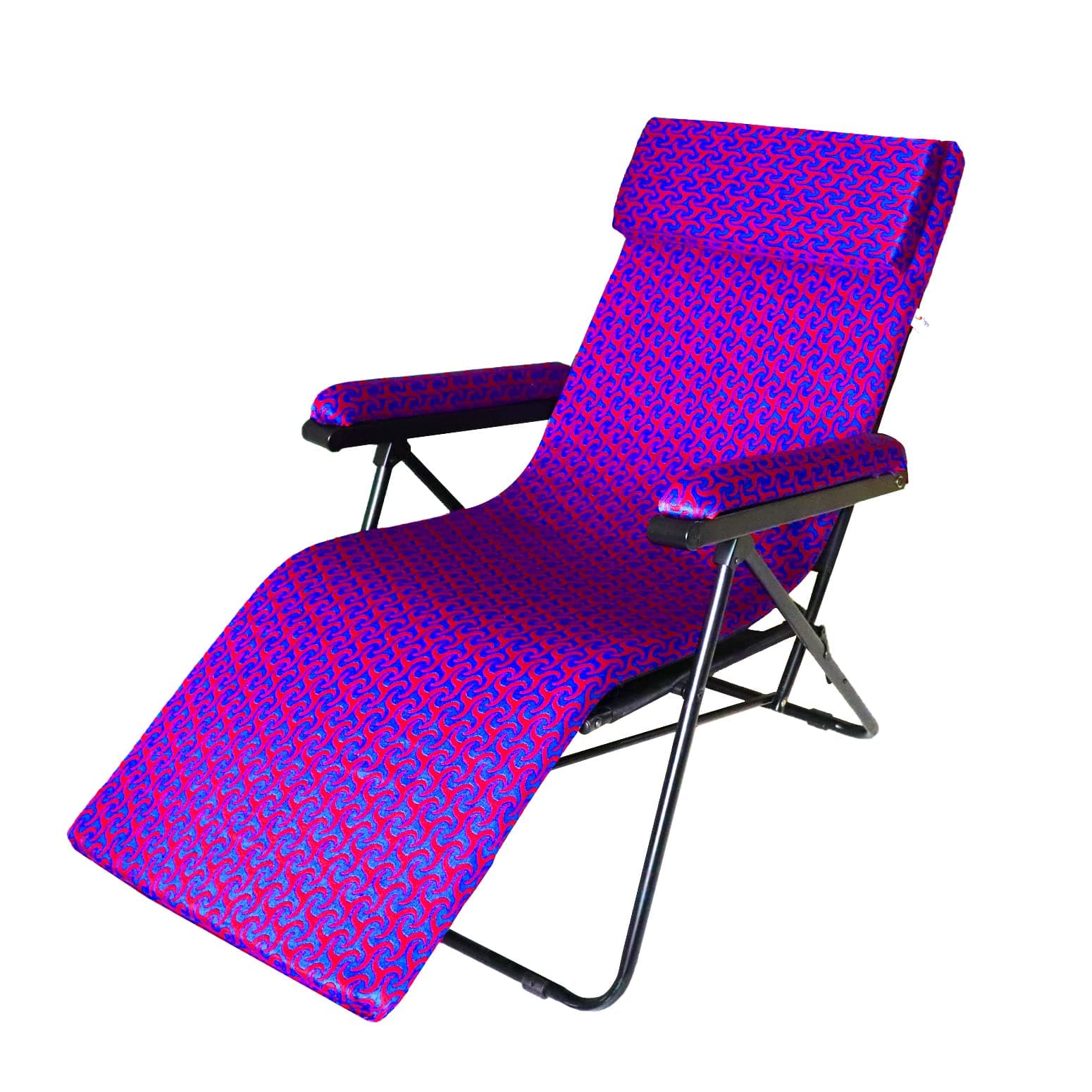 Spacecrafts Mild Steel Recliner Folding Easy Chair | 5 Adjustable Postions | Portable And Space Saving Easy Chair For Home Relax (Blue)
