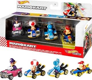 Hot Wheels Mario Kart™ Vehicle 4-Pack #4, Set of 4 Fan-Favorite Characters Includes 1 Exclusive Model, Collectible Gift for Kids & Fans Ages 3 Years Old & Up